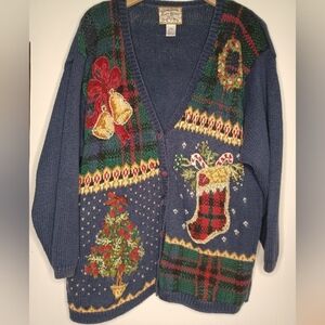 Festive Holiday Cardigan with Embroidered Accents